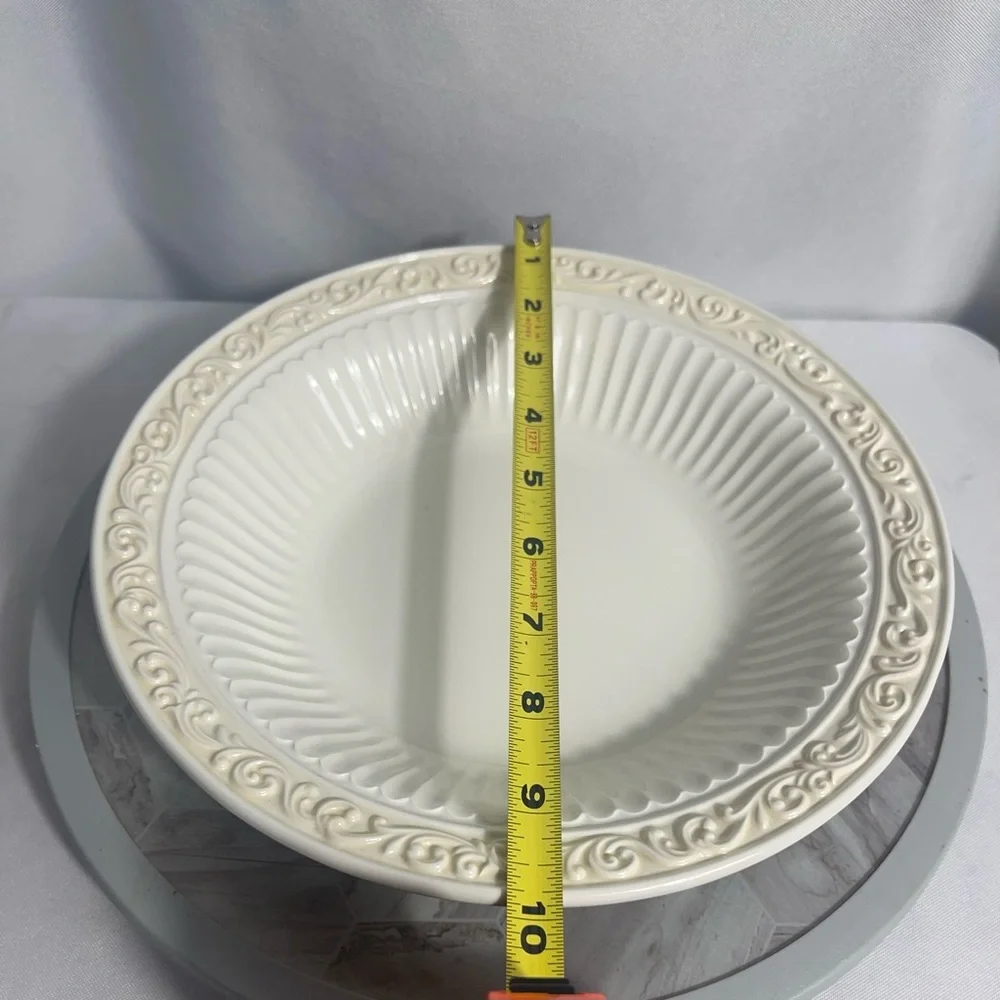 Butler's Corner By Lenox 9 3/8 Ind. Pasta Cream/White Embossed Ceramic Bowl